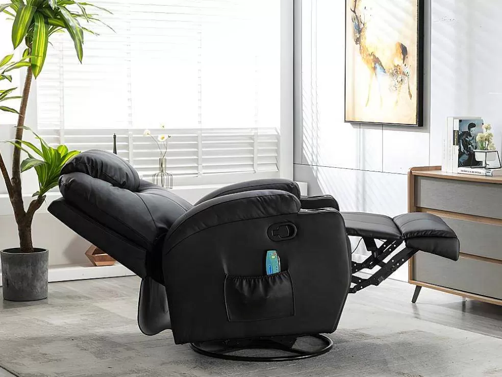 Vente-unique Poltrona De Massagens Em Pele Sintética Cor Preto - Silvano* Promoções Sofás & Poltronas