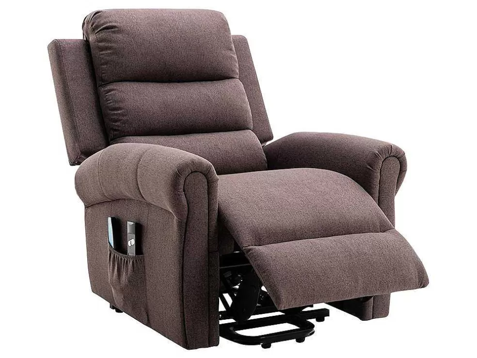 Vente-unique Poltrona De Massagens Em Tecido Com Elevador Eletrico Cor Castanho - Lovari* Cadeirão De Massagem