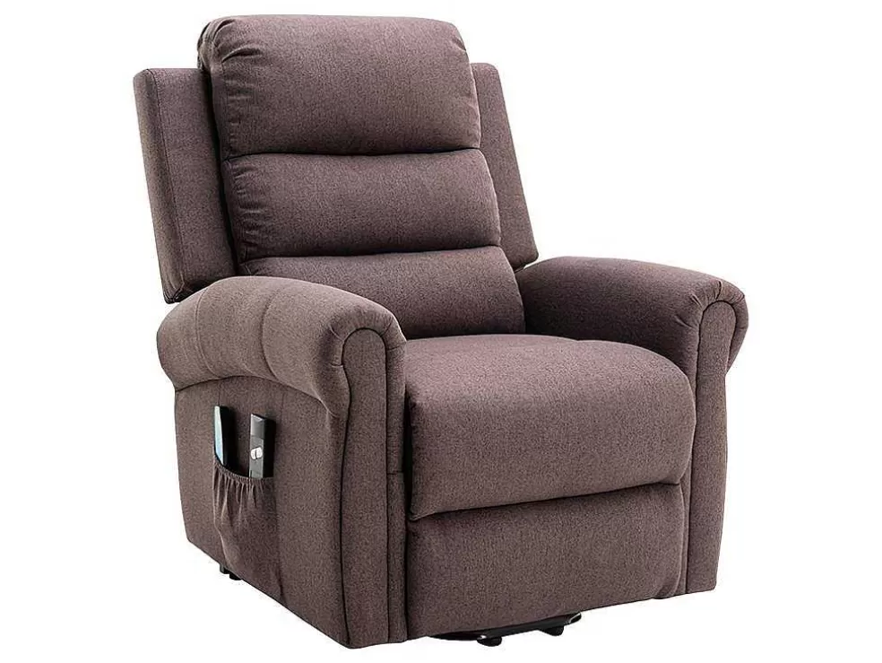 Vente-unique Poltrona De Massagens Em Tecido Com Elevador Eletrico Cor Castanho - Lovari* Cadeirão De Massagem