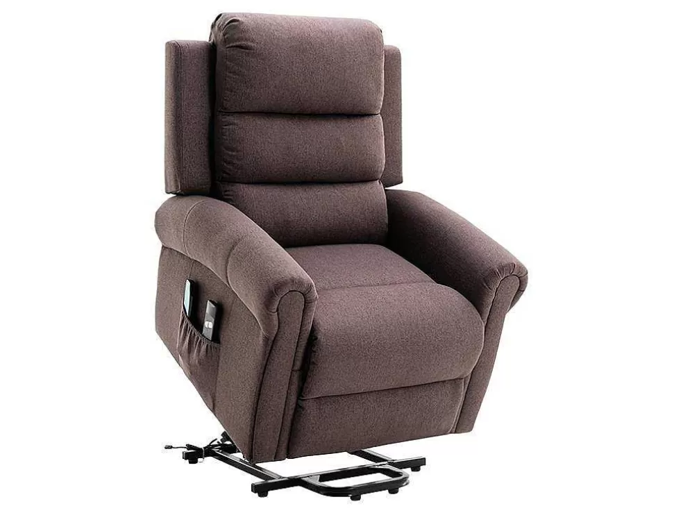 Vente-unique Poltrona De Massagens Em Tecido Com Elevador Eletrico Cor Castanho - Lovari* Cadeirão De Massagem