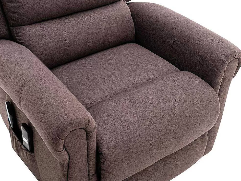 Vente-unique Poltrona De Massagens Em Tecido Com Elevador Eletrico Cor Castanho - Lovari* Cadeirão De Massagem