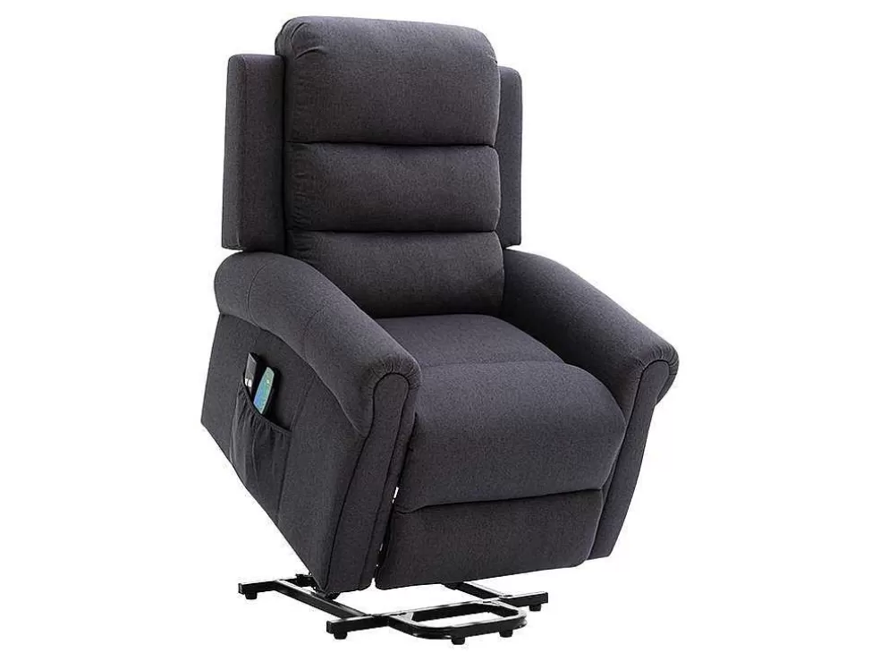Vente-unique Poltrona De Massagens Em Tecido Com Elevador Eletrico Cor Cinza Antracite - Lovari* Cadeirão De Massagem