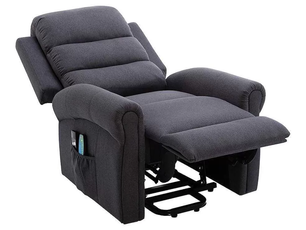 Vente-unique Poltrona De Massagens Em Tecido Com Elevador Eletrico Cor Cinza Antracite - Lovari* Cadeirão De Massagem