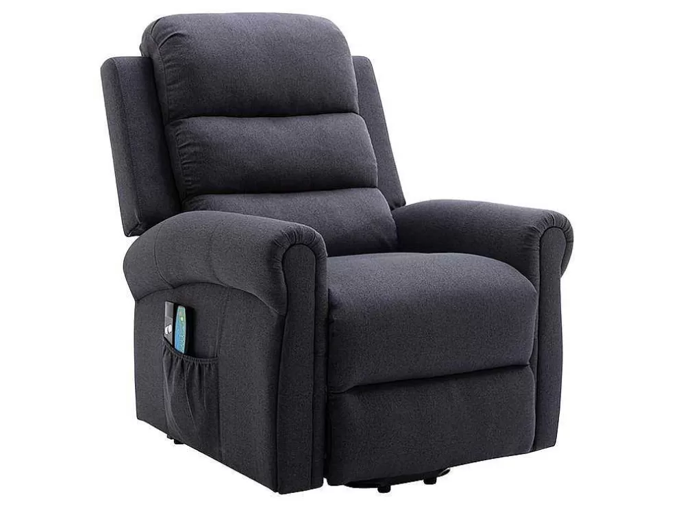 Vente-unique Poltrona De Massagens Em Tecido Com Elevador Eletrico Cor Cinza Antracite - Lovari* Cadeirão De Massagem