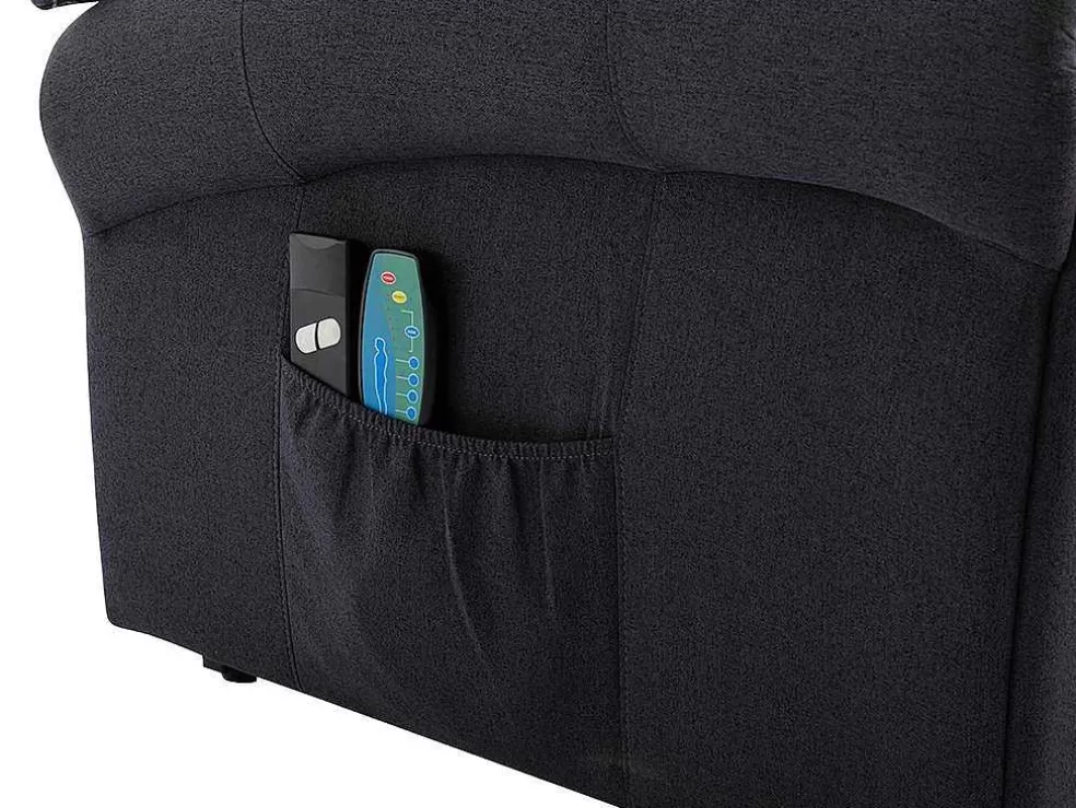 Vente-unique Poltrona De Massagens Em Tecido Com Elevador Eletrico Cor Cinza Antracite - Lovari* Cadeirão De Massagem