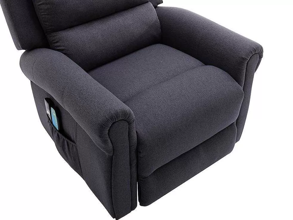 Vente-unique Poltrona De Massagens Em Tecido Com Elevador Eletrico Cor Cinza Antracite - Lovari* Cadeirão De Massagem