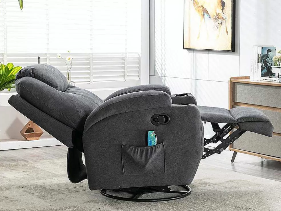 Vente-unique Poltrona De Massagens Em Tecido Cor Cinza - Silvano* Cadeirão De Massagem