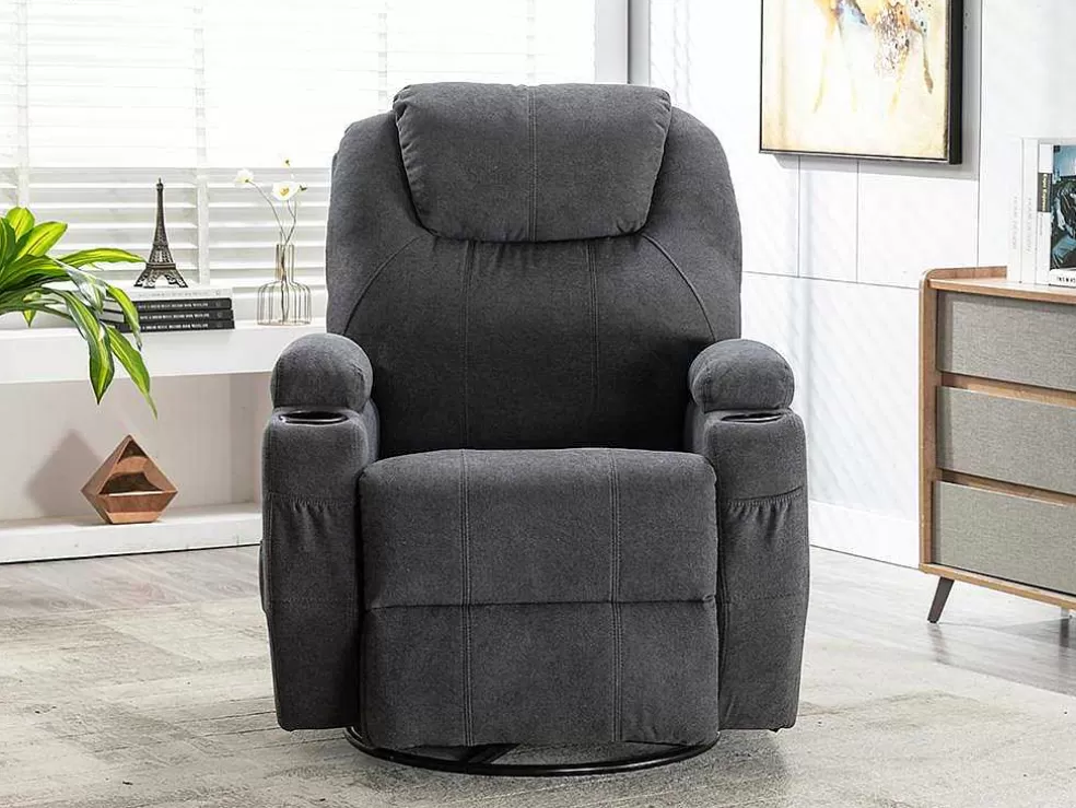 Vente-unique Poltrona De Massagens Em Tecido Cor Cinza - Silvano* Cadeirão De Massagem