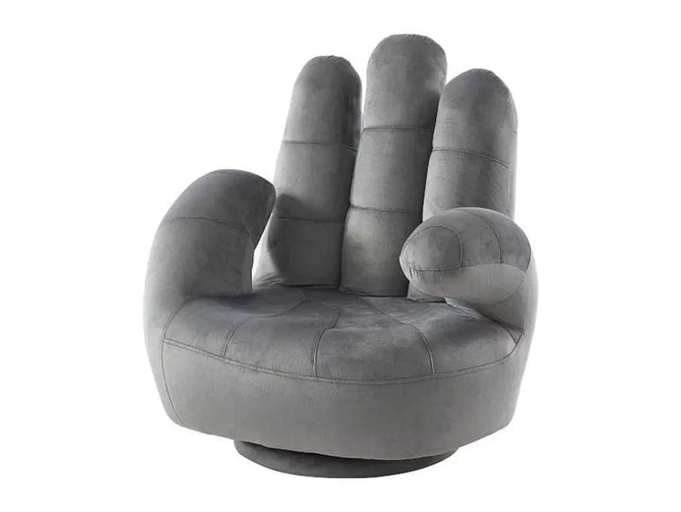 Vente-unique Poltrona Efeito Mão Giratoria Para Criança Em Veludo Antracite - Catchy* Poltrona Em Forma De Mão