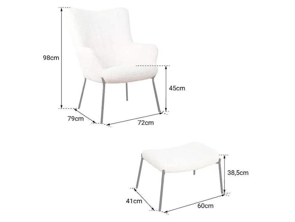 Happy Garden Poltrona Em Tecido Bouclette Bege Com Apoio Para Os Pés Eira* Poltrona