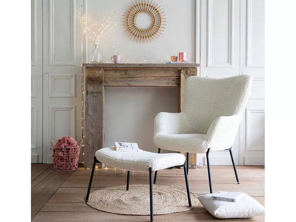 Happy Garden Poltrona Em Tecido Bouclette Bege Com Apoio Para Os Pés Eira* Poltrona
