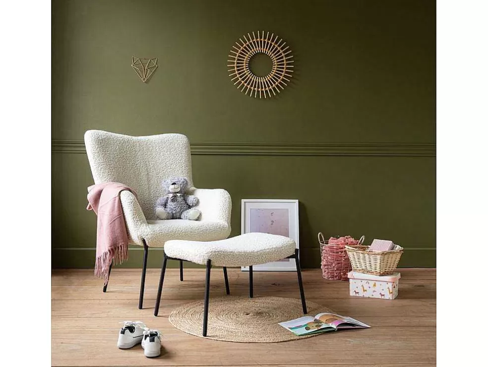 Happy Garden Poltrona Em Tecido Bouclette Bege Com Apoio Para Os Pés Eira* Poltrona