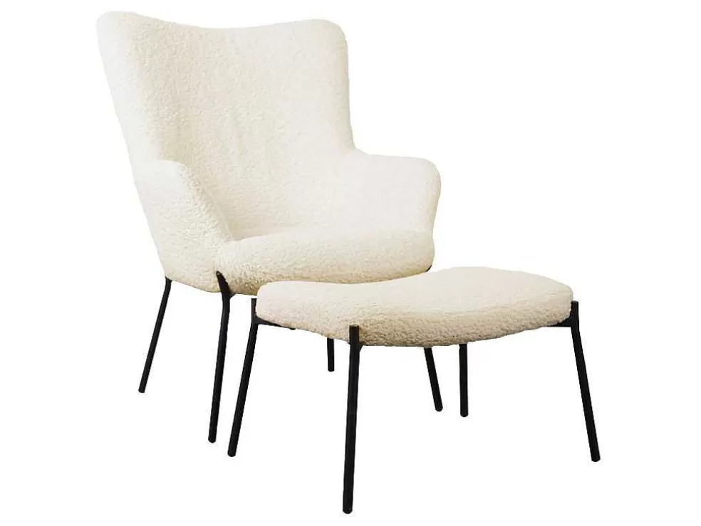 Happy Garden Poltrona Em Tecido Bouclette Bege Com Apoio Para Os Pés Eira* Poltrona