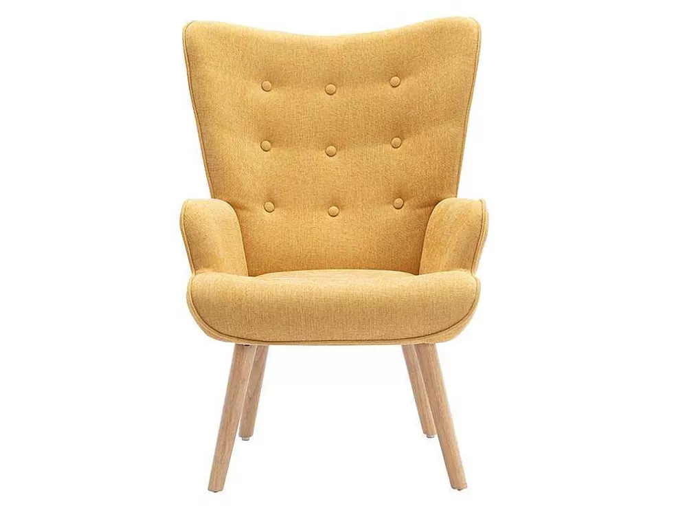 Vente-unique Poltrona Em Tecido Cor Amarelo Mostarda - Vately* Poltrona Em Tecido