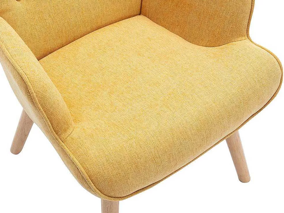 Vente-unique Poltrona Em Tecido Cor Amarelo Mostarda - Vately* Poltrona Em Tecido