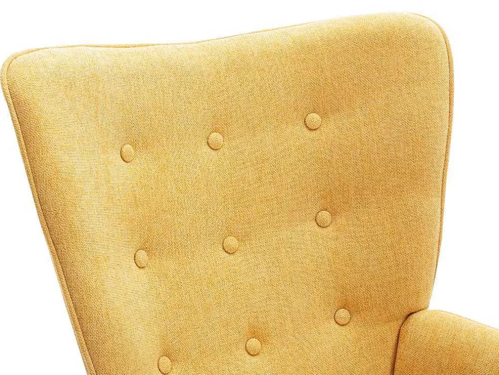 Vente-unique Poltrona Em Tecido Cor Amarelo Mostarda - Vately* Poltrona Em Tecido