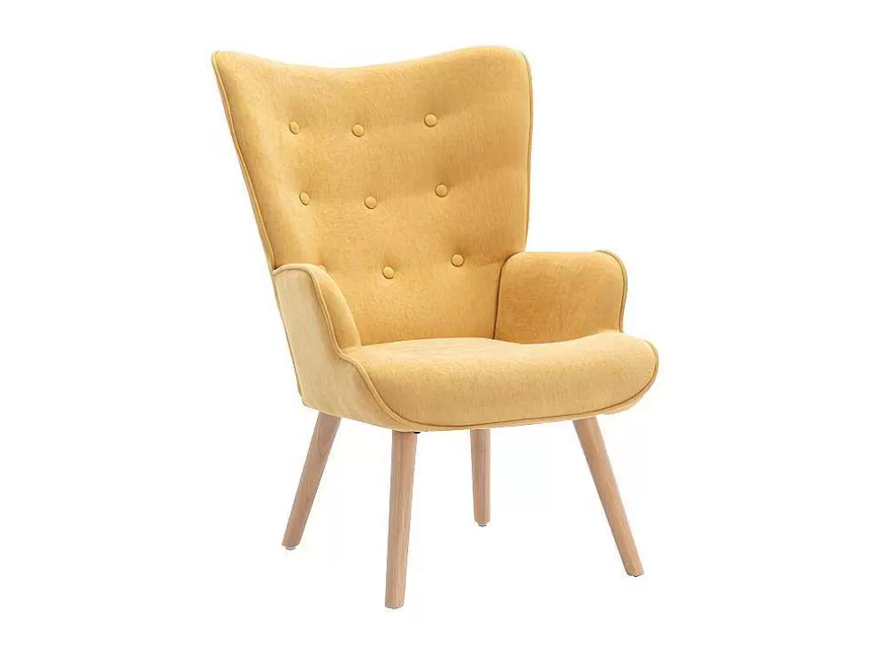 Vente-unique Poltrona Em Tecido Cor Amarelo Mostarda - Vately* Poltrona Em Tecido