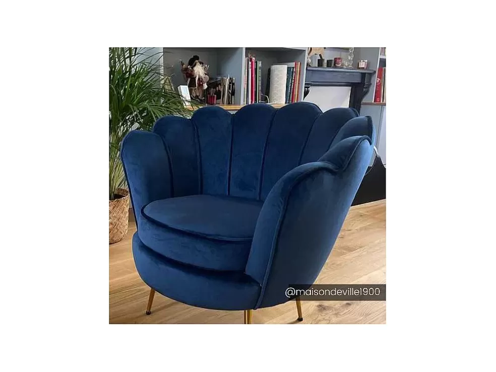 PASCAL MORABITO Poltrona Em Veludo Cor Azul-Escuro - Dandelion De * Poltrona Em Tecido