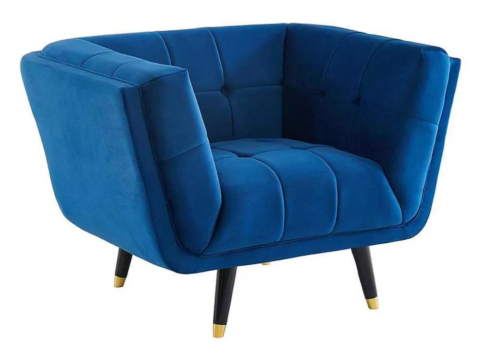 Vente-unique Poltrona Em Veludo Cor Azul-Escuro - Samantha Ii* Poltrona Em Veludo