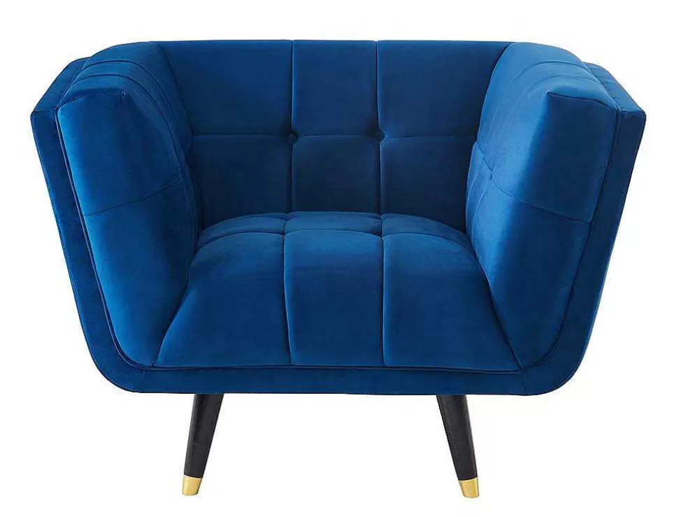 Vente-unique Poltrona Em Veludo Cor Azul-Escuro - Samantha Ii* Poltrona Em Veludo