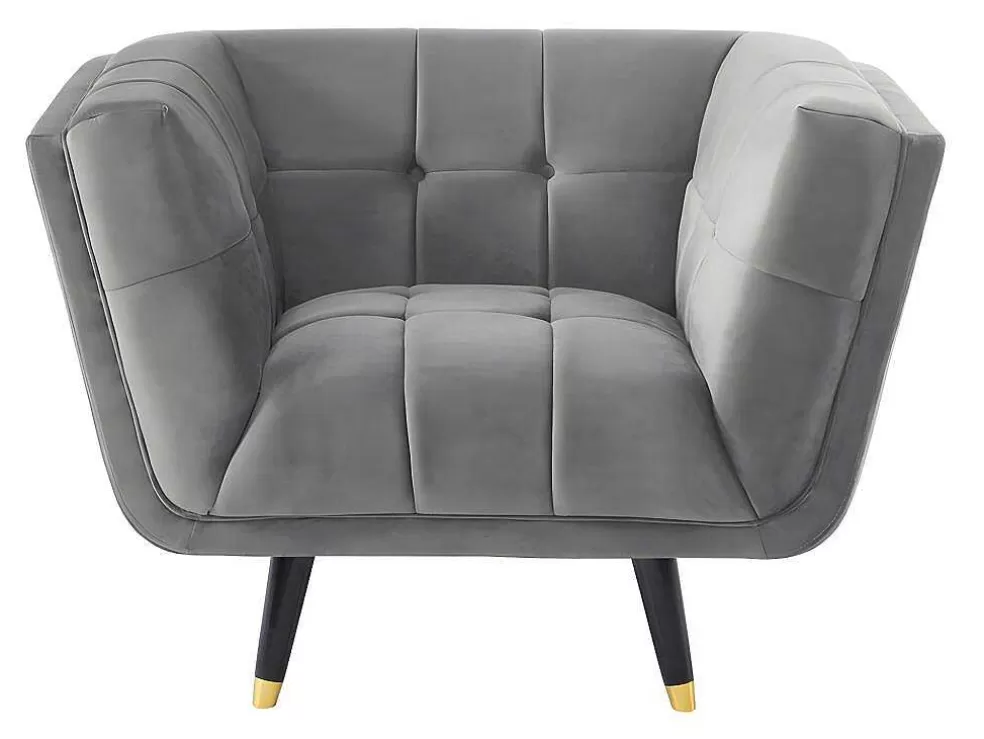 Vente-unique Poltrona Em Veludo Cor Cinza - Samantha Ii* Poltrona Em Tecido