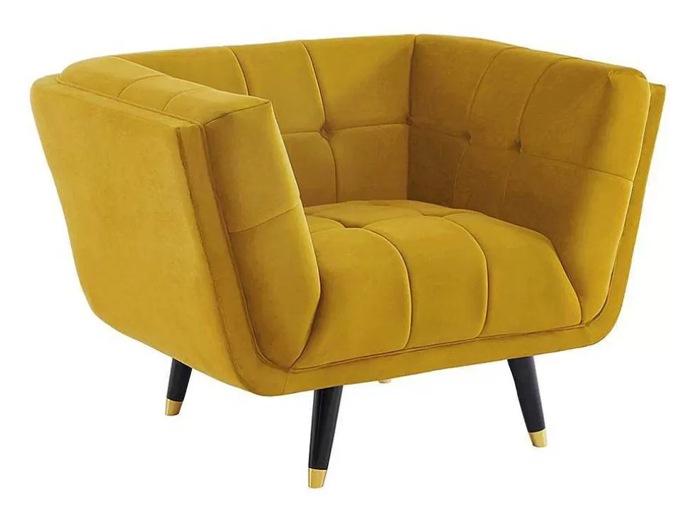 Vente-unique Poltrona Em Veludo Cor Ocre - Samantha Ii* Poltrona Em Veludo