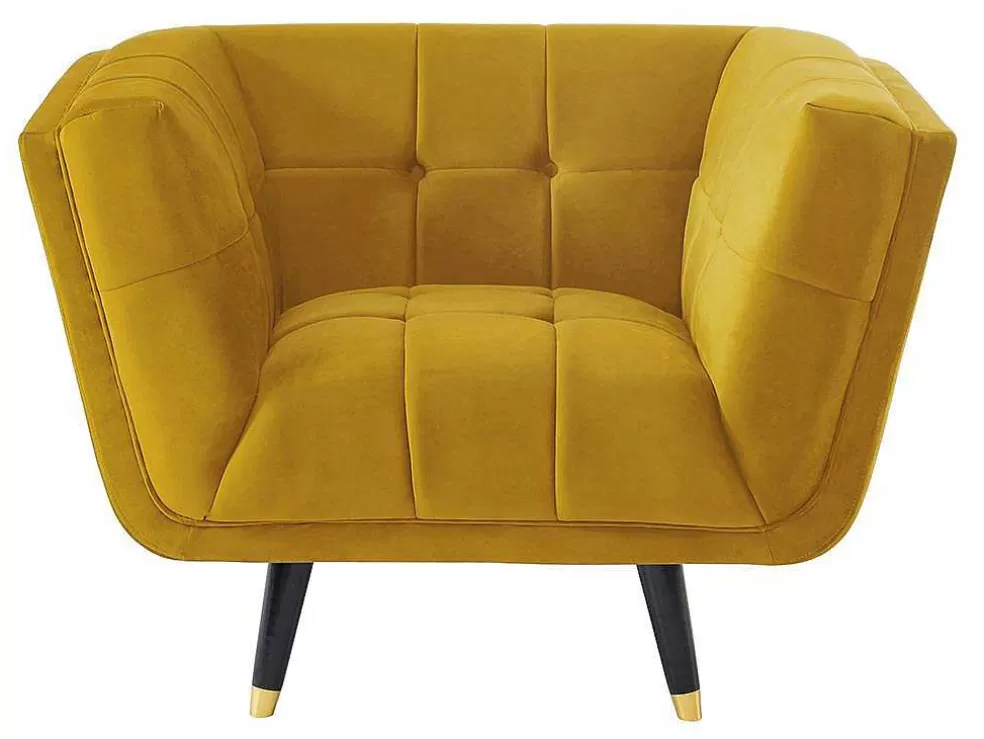 Vente-unique Poltrona Em Veludo Cor Ocre - Samantha Ii* Poltrona Em Veludo