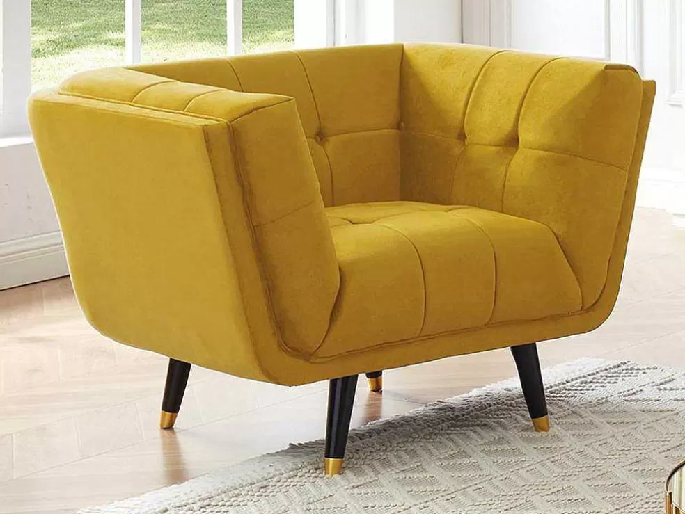 Vente-unique Poltrona Em Veludo Cor Ocre - Samantha Ii* Poltrona Em Veludo