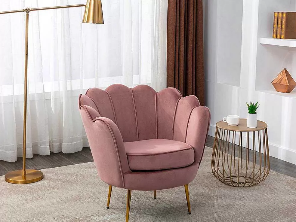 PASCAL MORABITO Poltrona Em Veludo Cor Rosa - Dandelion De * Poltrona Em Tecido