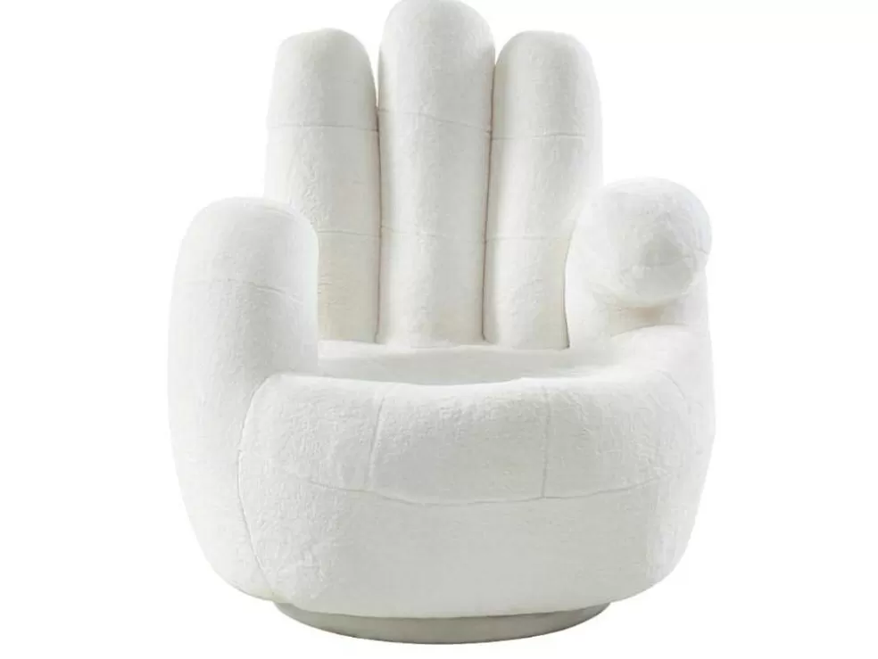 Vente-unique Poltrona Giratoria Em Forma De Mão Em Pele Sintética - Branco - Catchy* Poltrona Em Forma De Mão