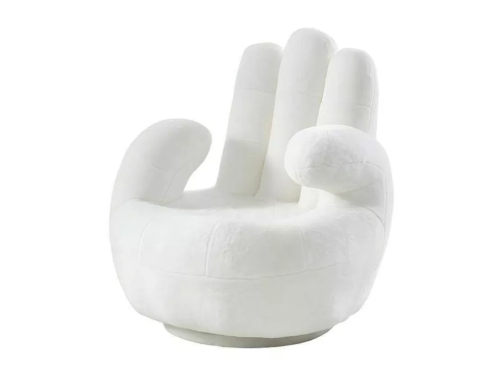 Vente-unique Poltrona Giratoria Em Forma De Mão Em Pele Sintética - Branco - Catchy* Poltrona Em Forma De Mão