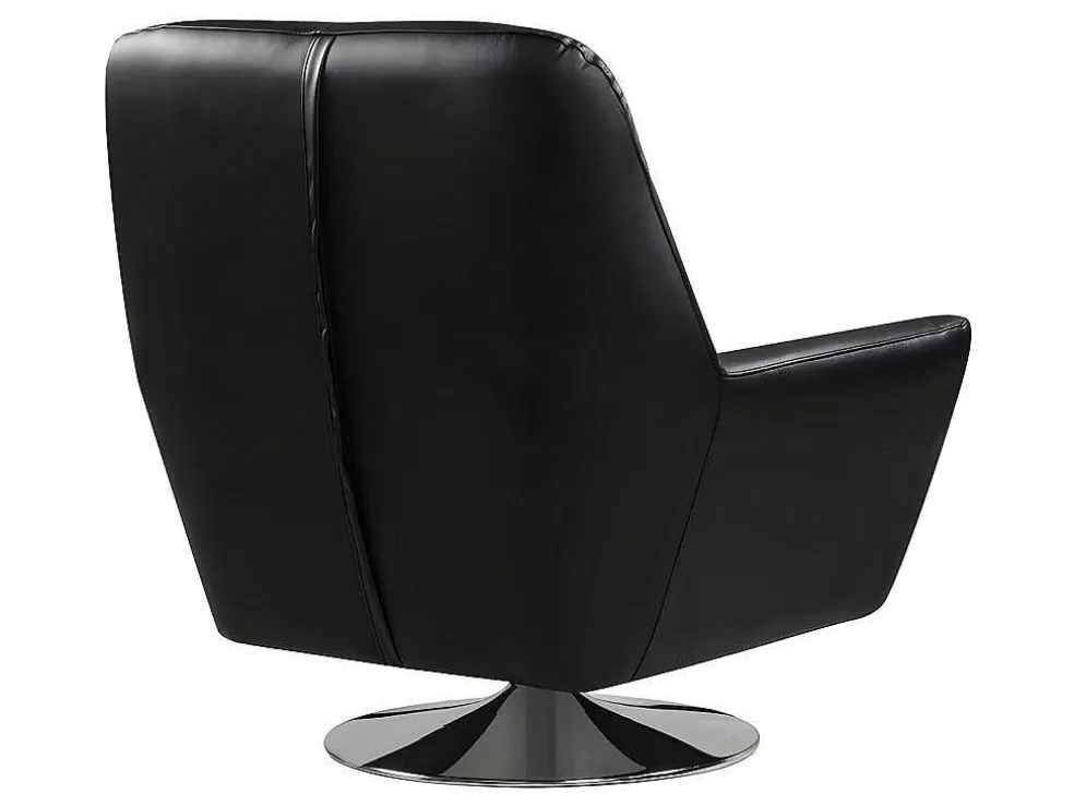 Vente-unique Poltrona Giratoria Em Pele De Bufalo Cor Preto - Ithaque* Poltrona Em Pele