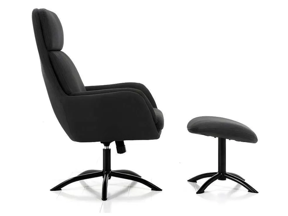 Vente-unique Poltrona Inclinavel Em Linho Com Apoio De Pés Cor Cinza-Escuro - Arbori* Cadeirão Relax