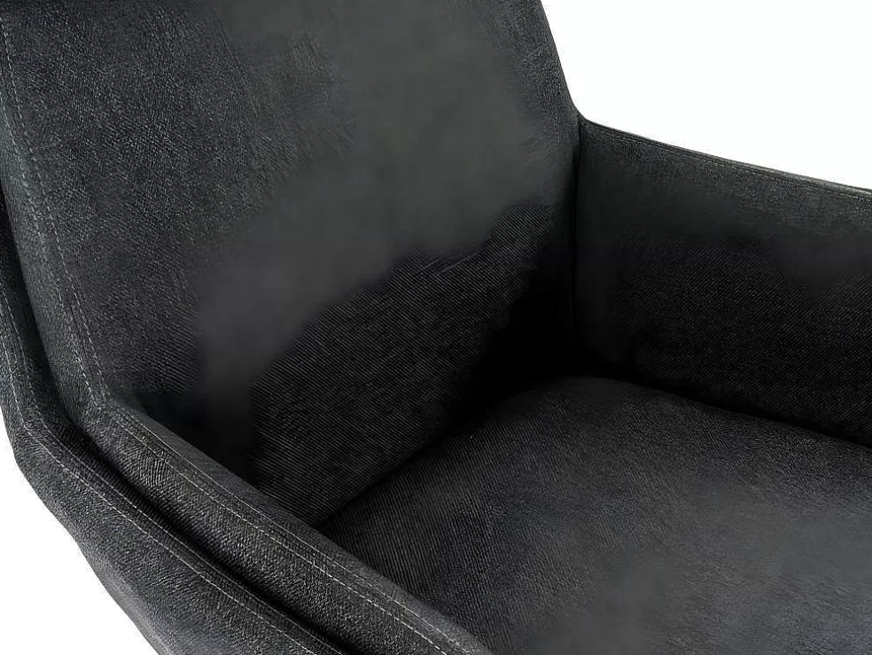 Vente-unique Poltrona Inclinavel Em Linho Com Apoio De Pés Cor Cinza-Escuro - Arbori* Cadeirão Relax