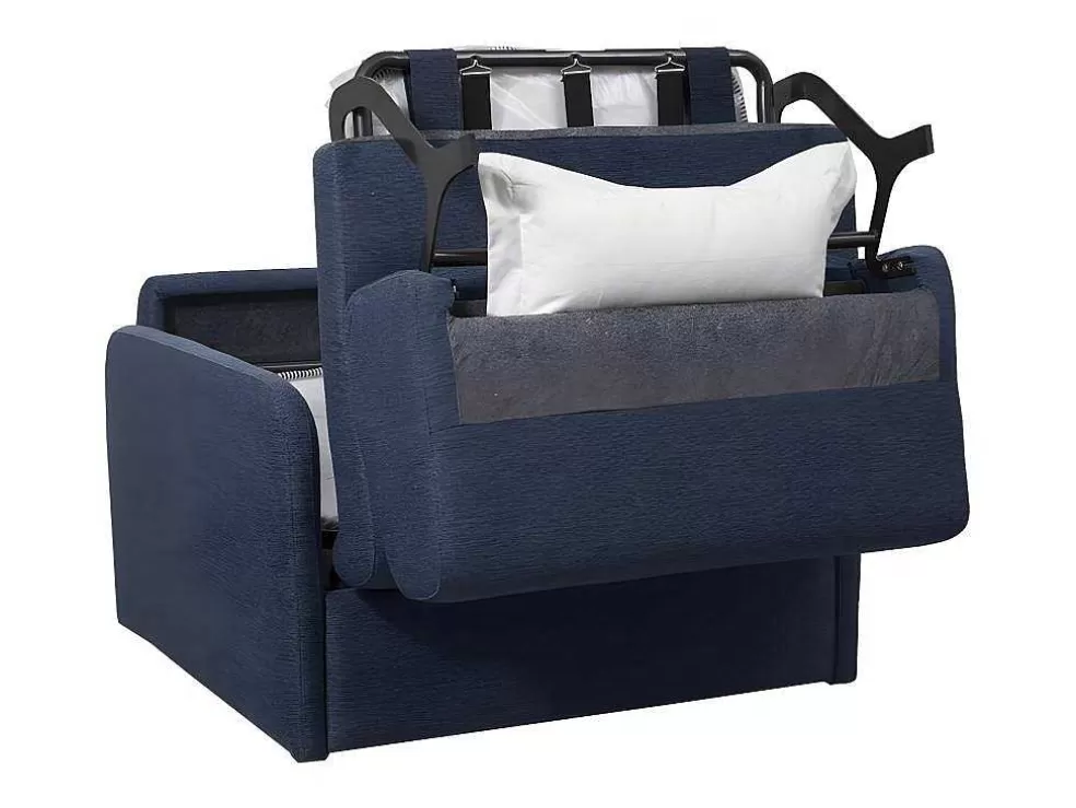 Vente-unique Poltrona Rapidamente Convertivel Em Cama De 70 Cm Em Tecido Azul - Nadoa* Poltrona Cama