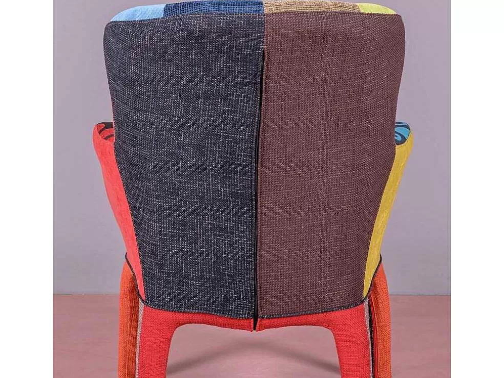 Vente-unique Poltrona Vintage Estofada Em Tecido Patchwork - Capitone - Retalhos* Cadeirão Relax