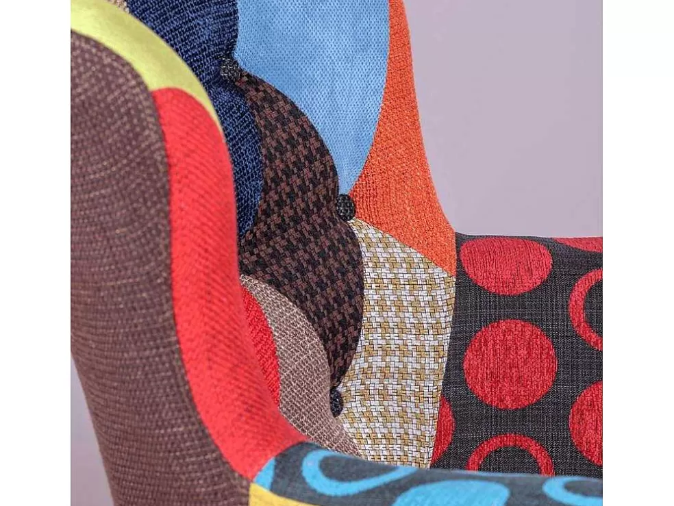 Vente-unique Poltrona Vintage Estofada Em Tecido Patchwork - Capitone - Retalhos* Cadeirão Relax
