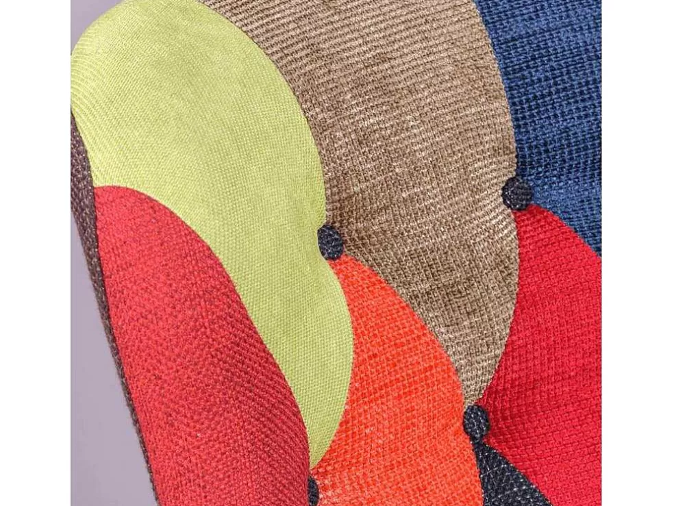 Vente-unique Poltrona Vintage Estofada Em Tecido Patchwork - Capitone - Retalhos* Cadeirão Relax