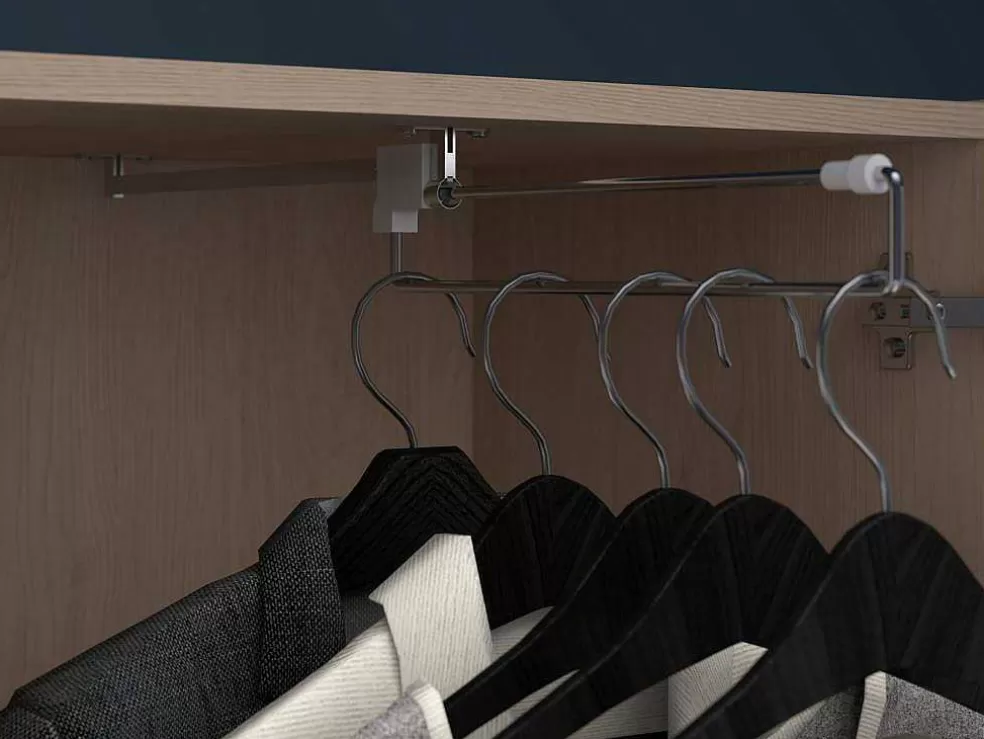 Vente-unique Ponte De Cama Com Espacos De Arrumação Com Leds C265 Cm Cor Branco Brilhante E Natural - Velona* Cabeceira E Ponte De Cama