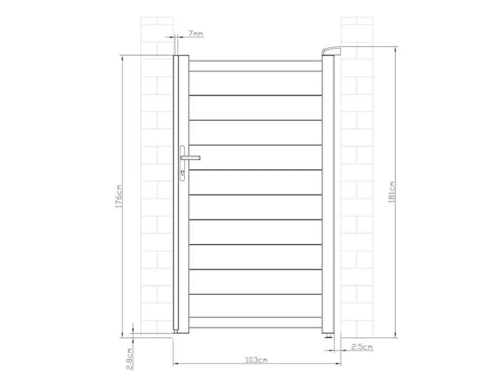 EXPERTLAND Porta De Batente Antracite Em Aluminio De C100 X A173 Cm - Nazario* Porta E Portão