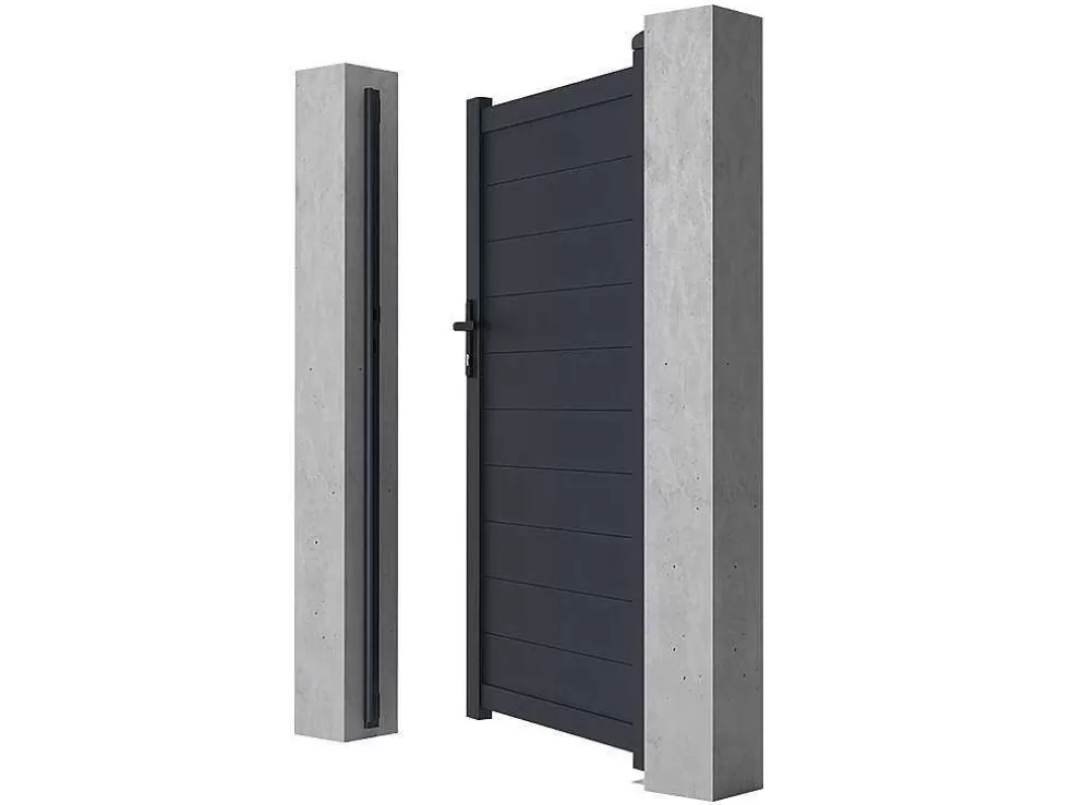 EXPERTLAND Porta De Batente Antracite Em Aluminio De C100 X A173 Cm - Nazario* Porta E Portão