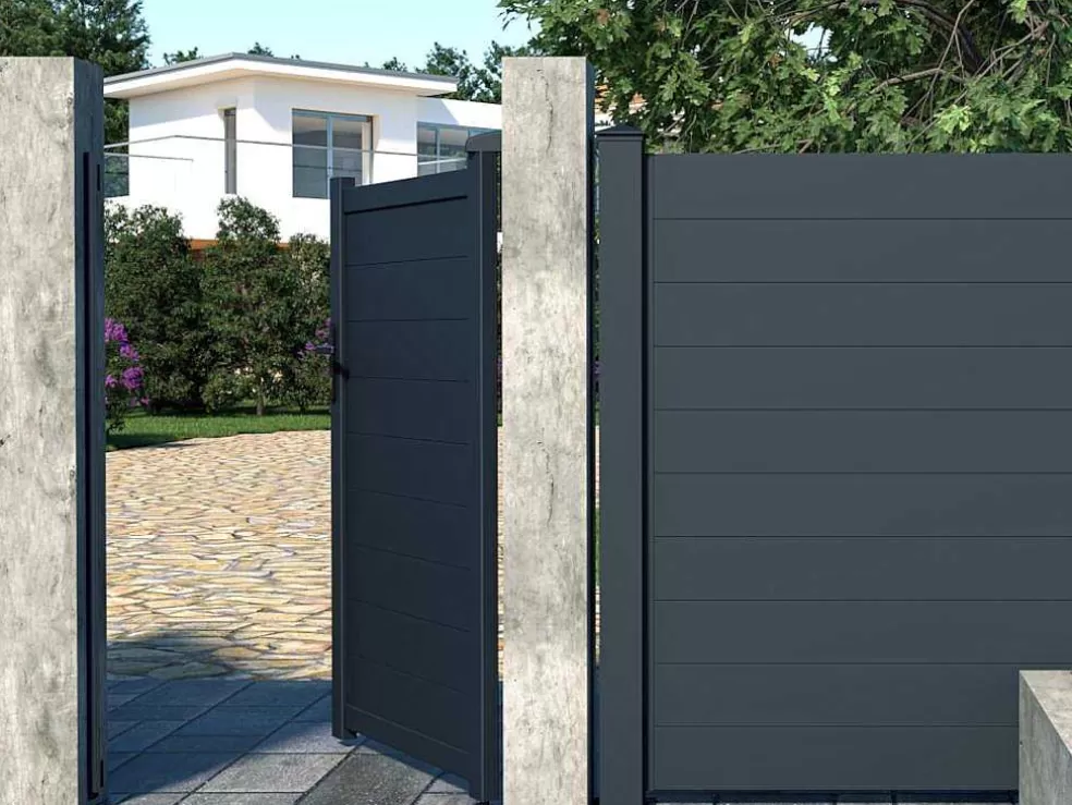 EXPERTLAND Porta De Batente Antracite Em Aluminio De C100 X A158 Cm - Nazario* Porta E Portão