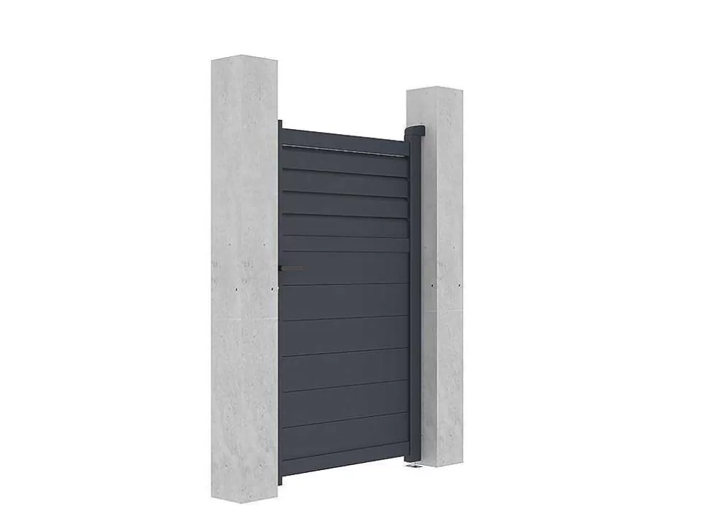 EXPERTLAND Porta De Batente Em Aluminio Estilo Persiana De C103 X A166 Cm Cor Antracite - Viazo* Porta E Portão