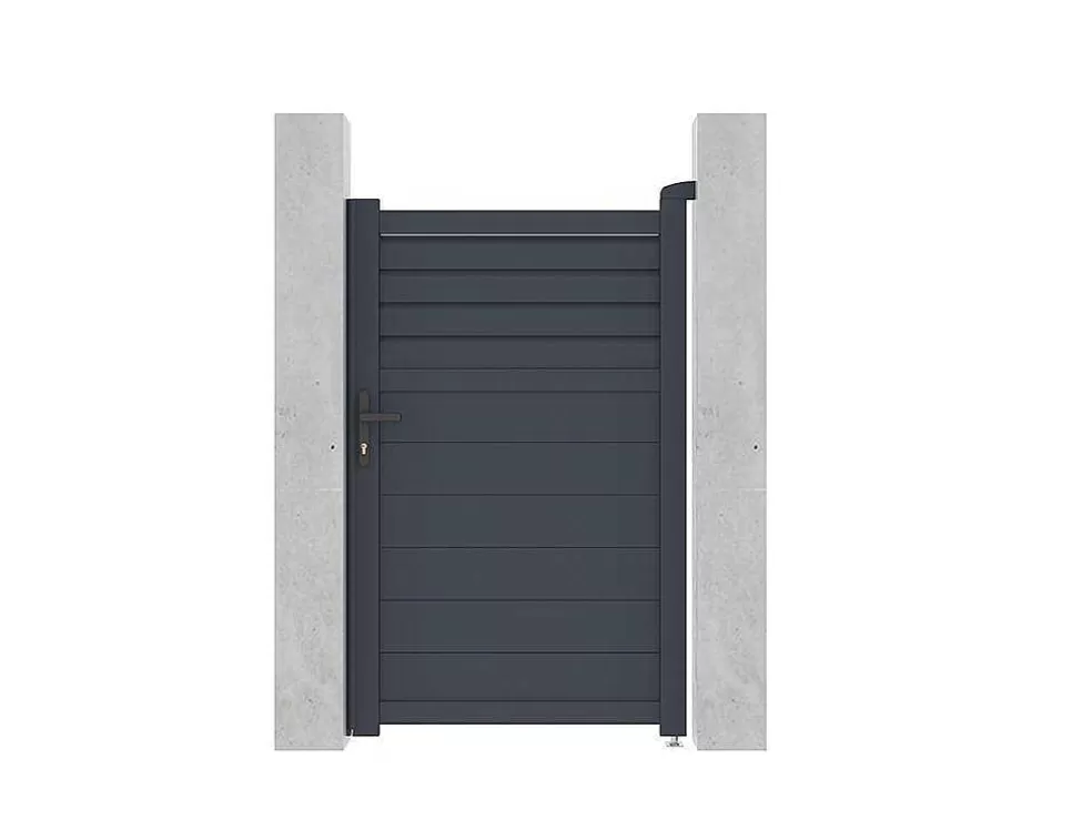 EXPERTLAND Porta De Batente Em Aluminio Estilo Persiana De C103 X A166 Cm Cor Antracite - Viazo* Porta E Portão