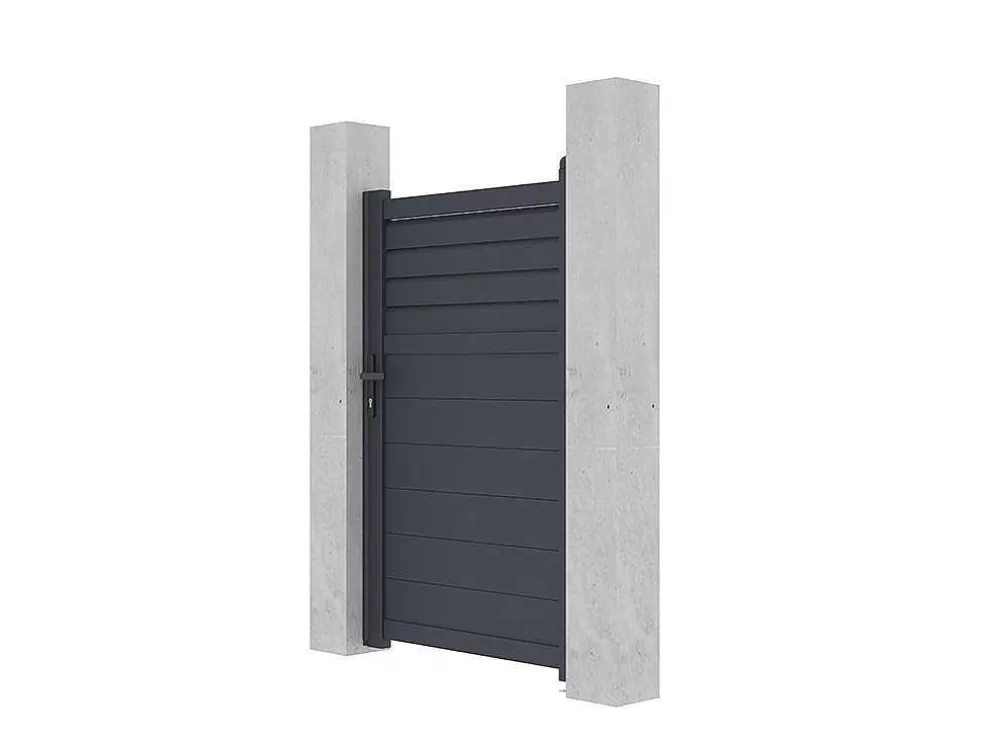EXPERTLAND Porta De Batente Em Aluminio Estilo Persiana De C103 X A166 Cm Cor Antracite - Viazo* Porta E Portão