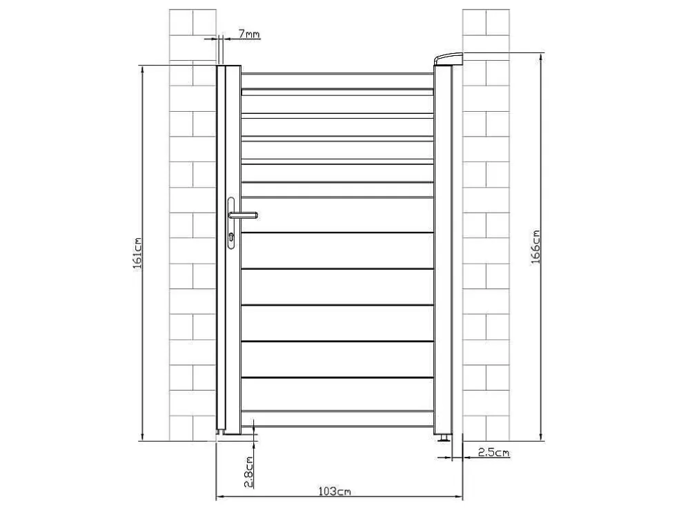 EXPERTLAND Porta De Batente Em Aluminio Estilo Persiana De C103 X A166 Cm Cor Antracite - Viazo* Porta E Portão