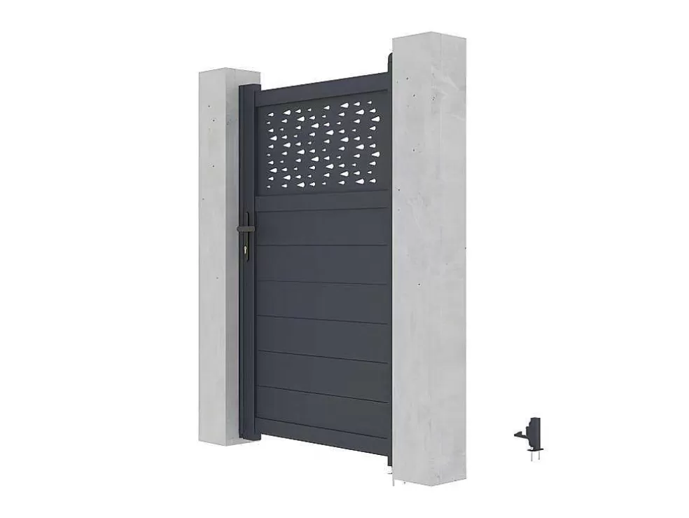 EXPERTLAND Porta De Batente Em Aluminio Semiperfurado Com Motivos De C103 X A166 Cm Cor Antracite - Bazio* Porta E Portão