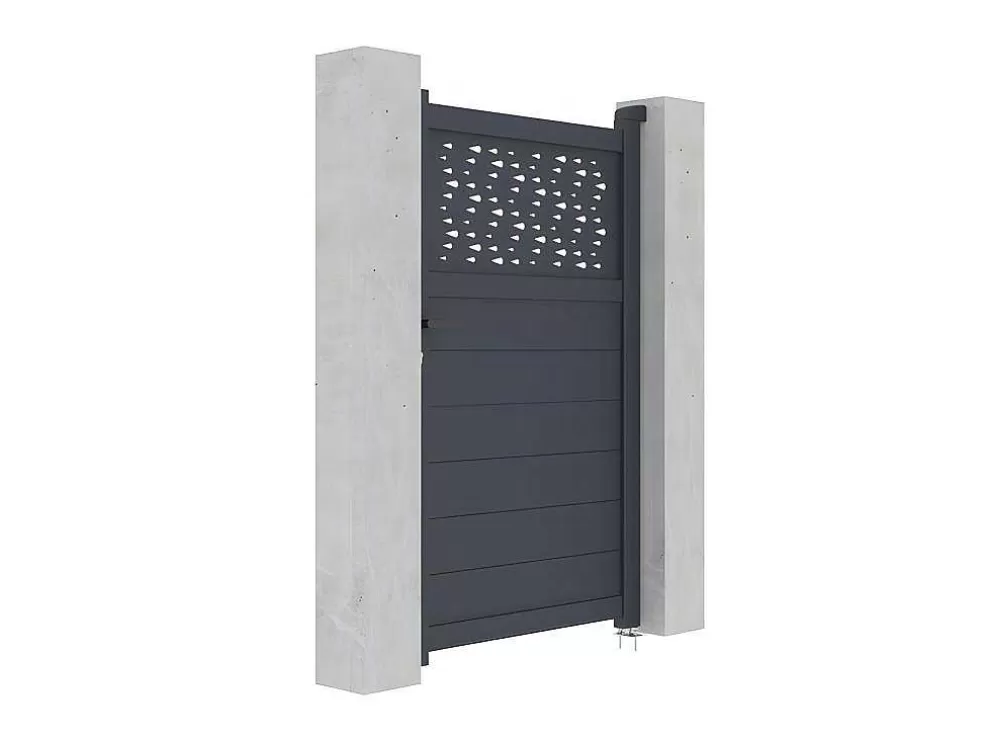 EXPERTLAND Porta De Batente Em Aluminio Semiperfurado Com Motivos De C103 X A166 Cm Cor Antracite - Bazio* Porta E Portão