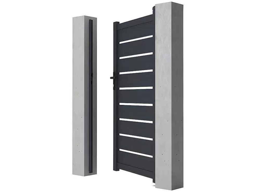 EXPERTLAND Porta De Batente Perfurada Antracite Em Aluminio De C100 X A176 Cm - Primo* Porta E Portão