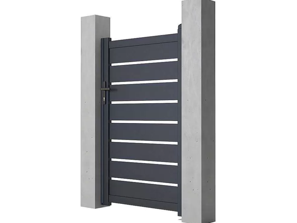 EXPERTLAND Porta De Batente Perfurada Antracite Em Aluminio De C100 X A158 Cm - Primo* Porta E Portão